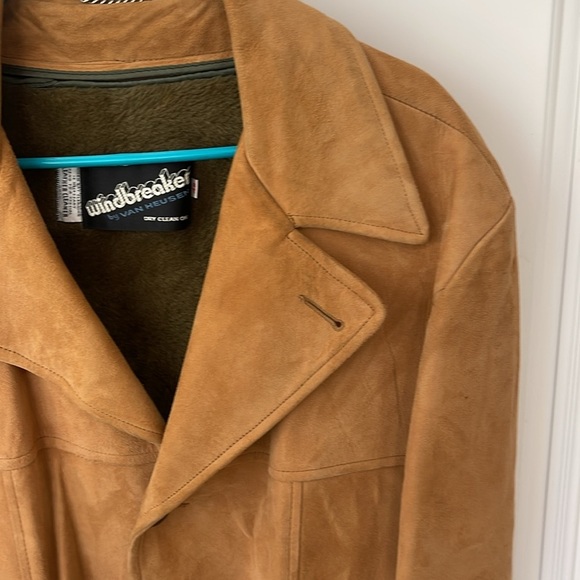 Vtg Windbreaker Van Heusen Heavy Soft Leather Jacket Vest Camel tan 48 J Keisman - Picture 3 of 16